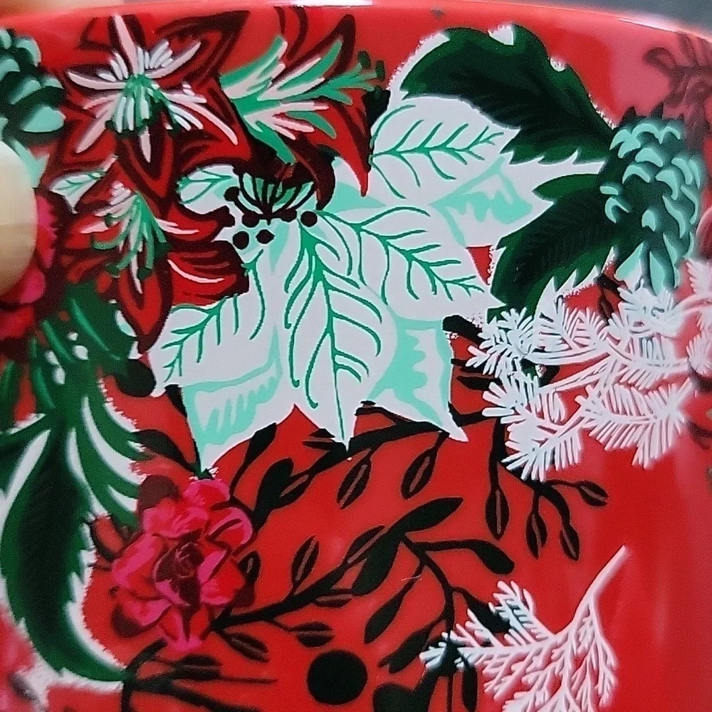 Starbucks Holiday Red White Green Poinsettia Christmas 2022 Ceramic Mug Cup 8oz